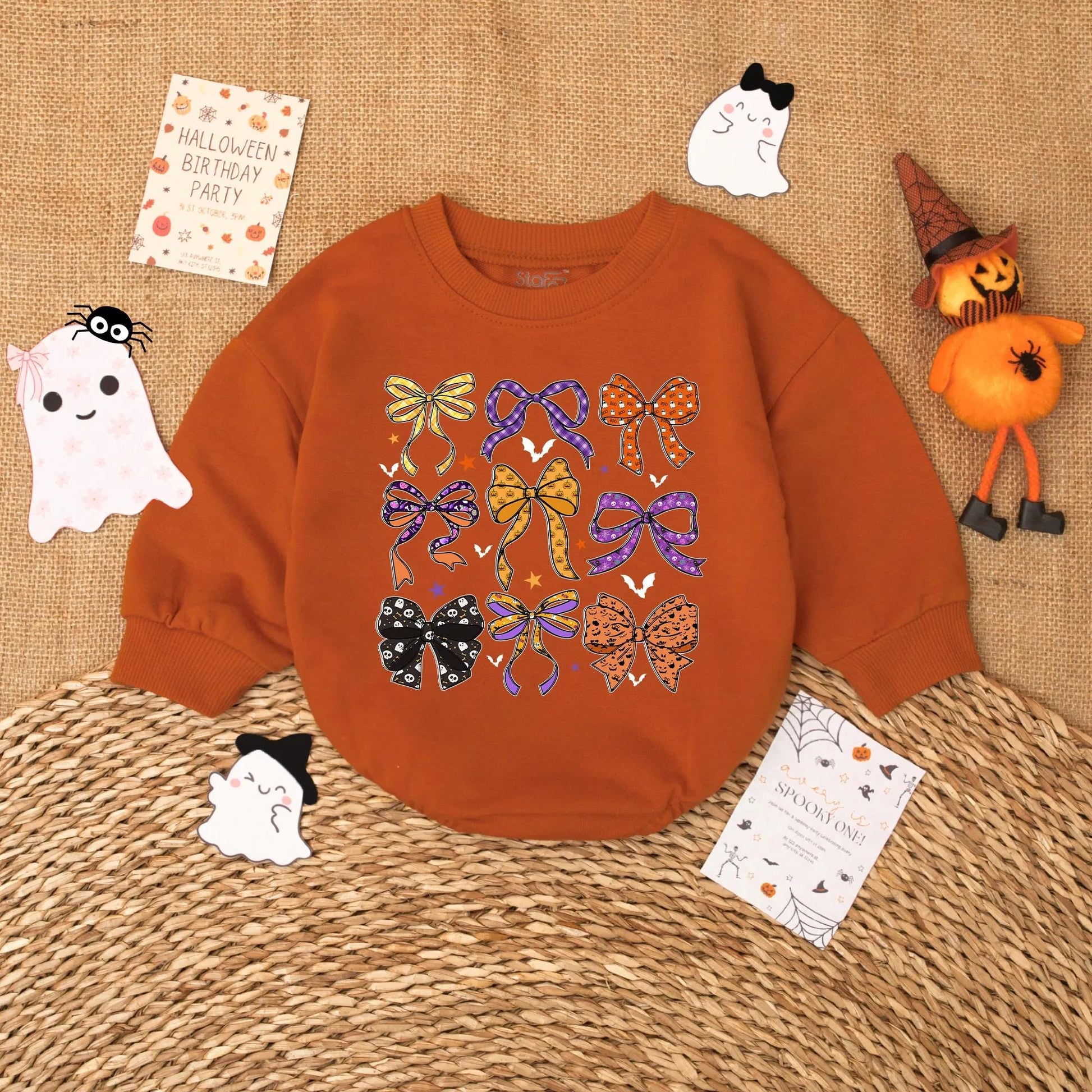 Cute Halloween Bow Baby Romper Spooky Fall Girl Outfit Toddler Bodysuit Clothes for Festive Autumn Baby Girl Gift Ideas