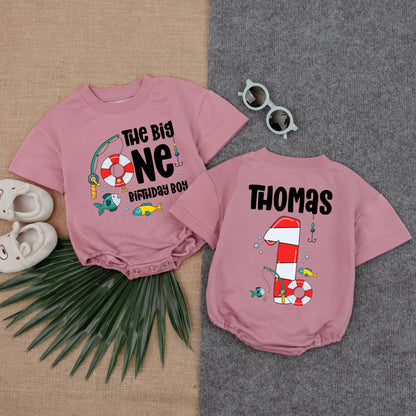 Big One Fishing Boy 1st Birthday Bubble Romper - First Birthday Outfit for Boy, Nautical Theme, Summer Baby Gift
