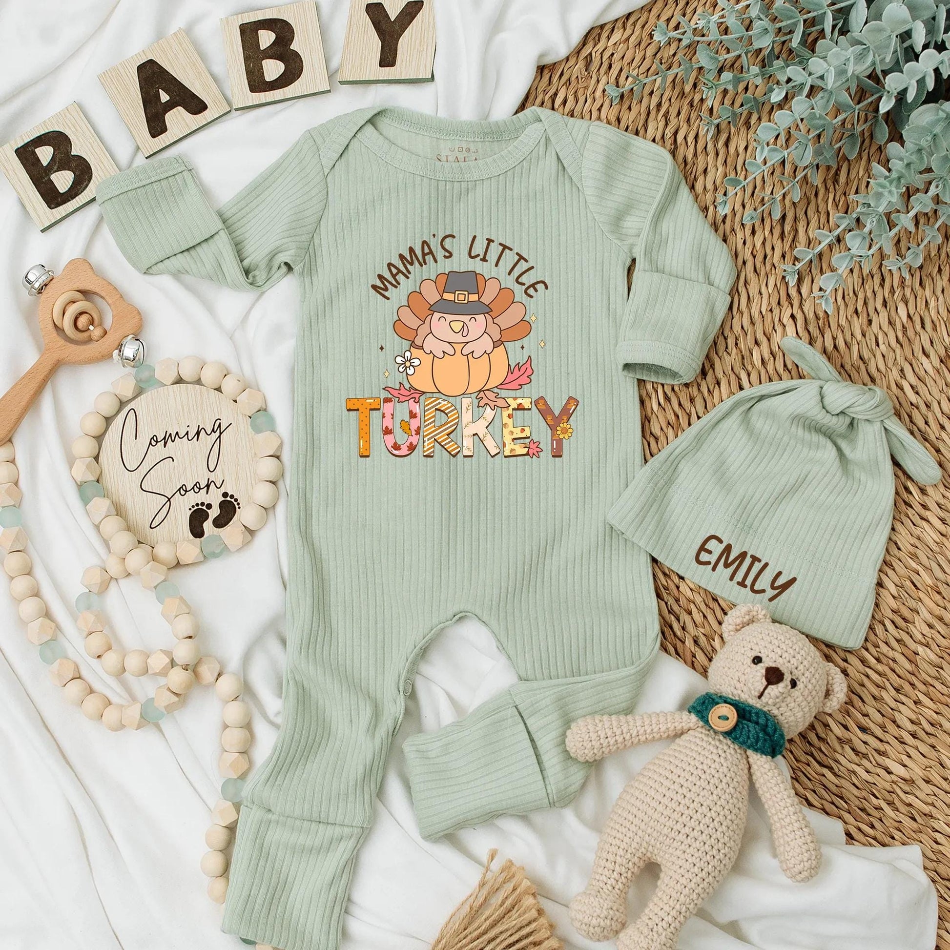 Mama's Little Turkey Baby Bodysuit First Thanksgiving Newborn Romper Adorable Fall Baby Outfit Perfect Baby Shower Gift