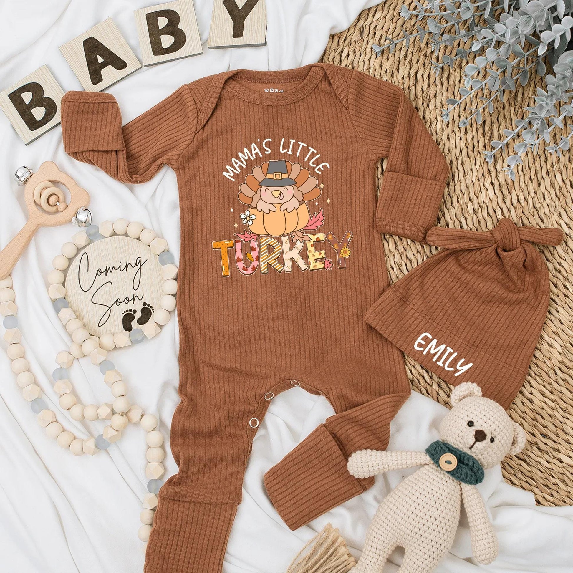 Mama's Little Turkey Baby Bodysuit First Thanksgiving Newborn Romper Adorable Fall Baby Outfit Perfect Baby Shower Gift