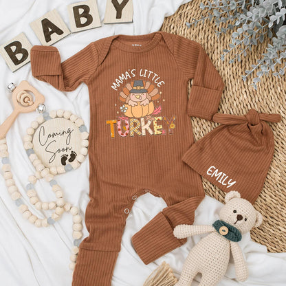 Mama's Little Turkey Baby Bodysuit First Thanksgiving Newborn Romper Adorable Fall Baby Outfit Perfect Baby Shower Gift