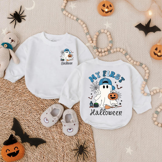 Customized My First Halloween Baby Boy Boo Romper Ghost Pumpkin Oversized Spooky Dude Costume Comfortable