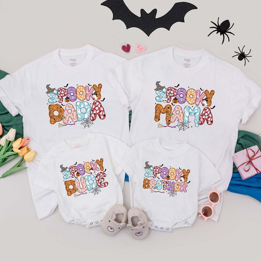 Personalized Spooky Family Halloween Birthday Tees Matching Halloween Outfits Custom Spooky Dude & Mom Dad Shirt Halloween Party Gear Cotton