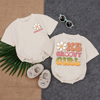 Groovy Boho Flower Romper First Birthday Girl Outfit Hippie One Piece Baby Bodysuit Cake Smash Clothes Summer Fun