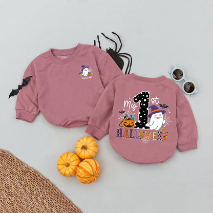 Custom Name My First Halloween Pumpkin Baby Romper Newborn Spooky Season Babysuit 1st Fall Celebration Outfit Soft Cotton Baby Announcement Gift