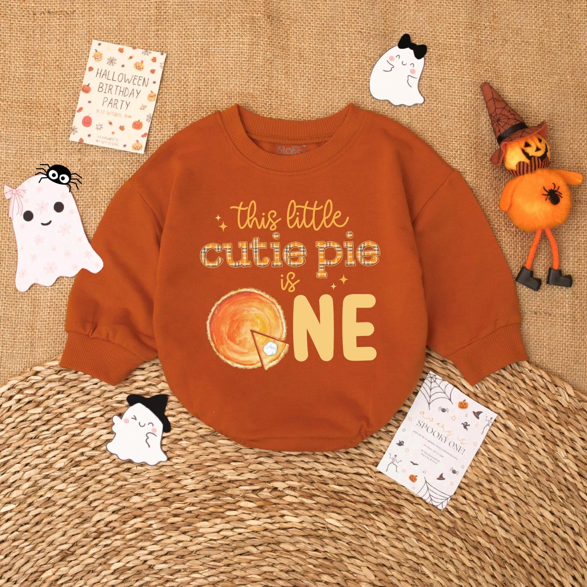 Personalized Pumpkin Pie Birthday Romper for Baby Girl, 1st Thanksgiving Outfit, Custom Name Fall 1st Birthday Party Gift