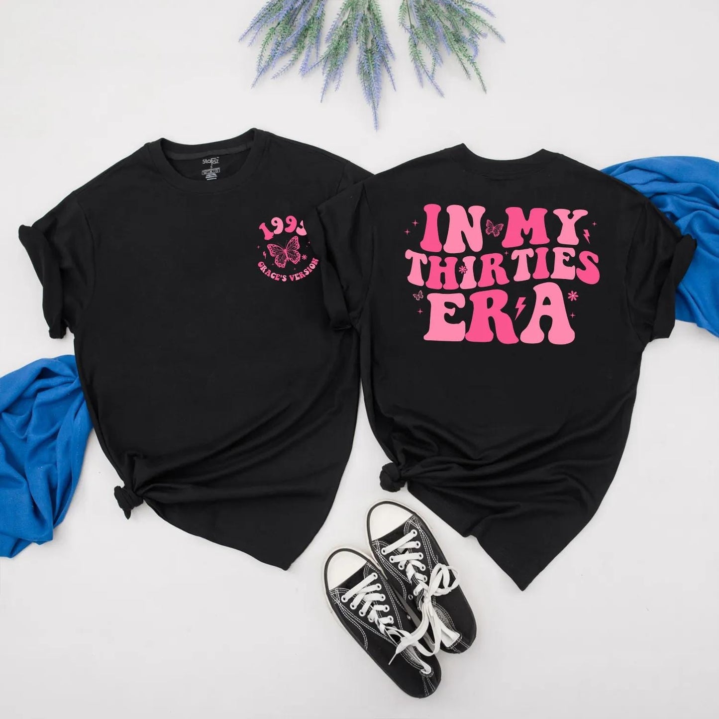 In My Thirties Era Shirt: Pink 30th Birthday Tee for Her, 1995 Era Design, Personalized Custom Name Gift, Cute Birthday Shirt