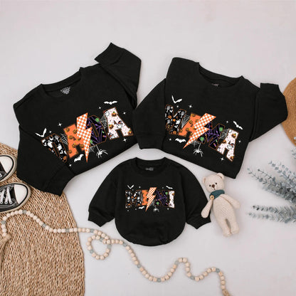 Retro Halloween Family Matching Sweatshirt Cute Spooky Ghost Pumpkin Fall Outfit Custom Personalized Gift