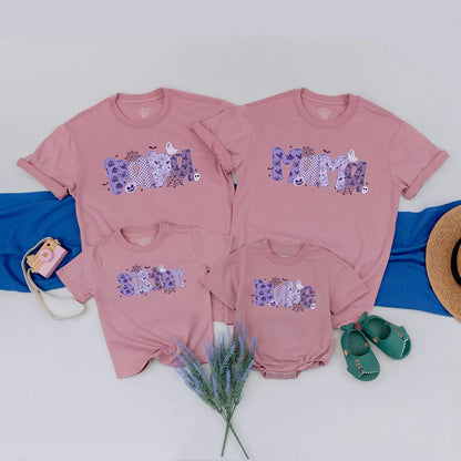 Spooky Family Matching Purple Ghost Halloween Shirt Custom Cute Spooky Tee Personalized Halloween Gift for Family
