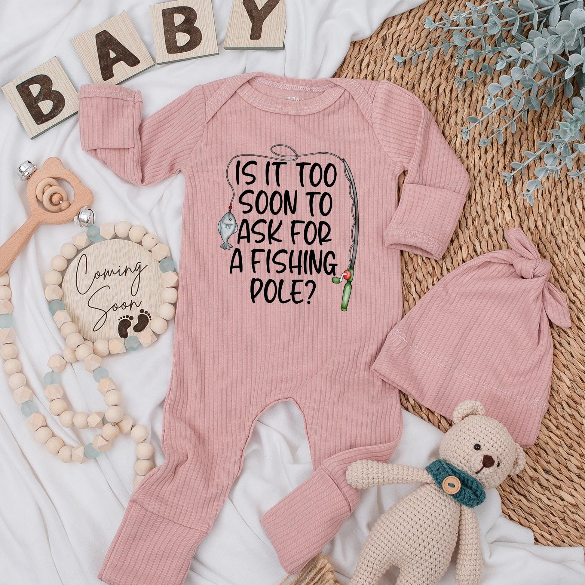 Is It Too Soon for a Fishing Pole Baby Bodysuit Funny Fishing Romper Newborn Outfit Baby Shower Gift Cute Whimsical Design