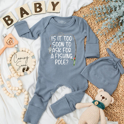 Is It Too Soon for a Fishing Pole Baby Bodysuit Funny Fishing Romper Newborn Outfit Baby Shower Gift Cute Whimsical Design