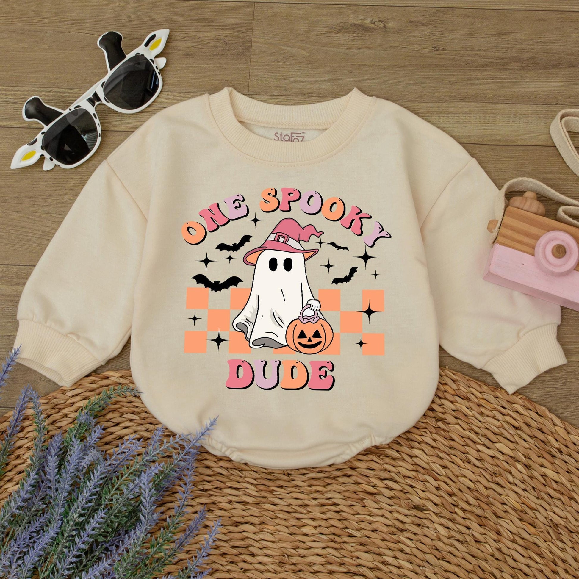 One Spooky Dude Halloween Birthday Sweatshirt Baby Boy 1st Birthday Ghost Pumpkin Outfit Pink Hat Bat Design Cute Family Fall