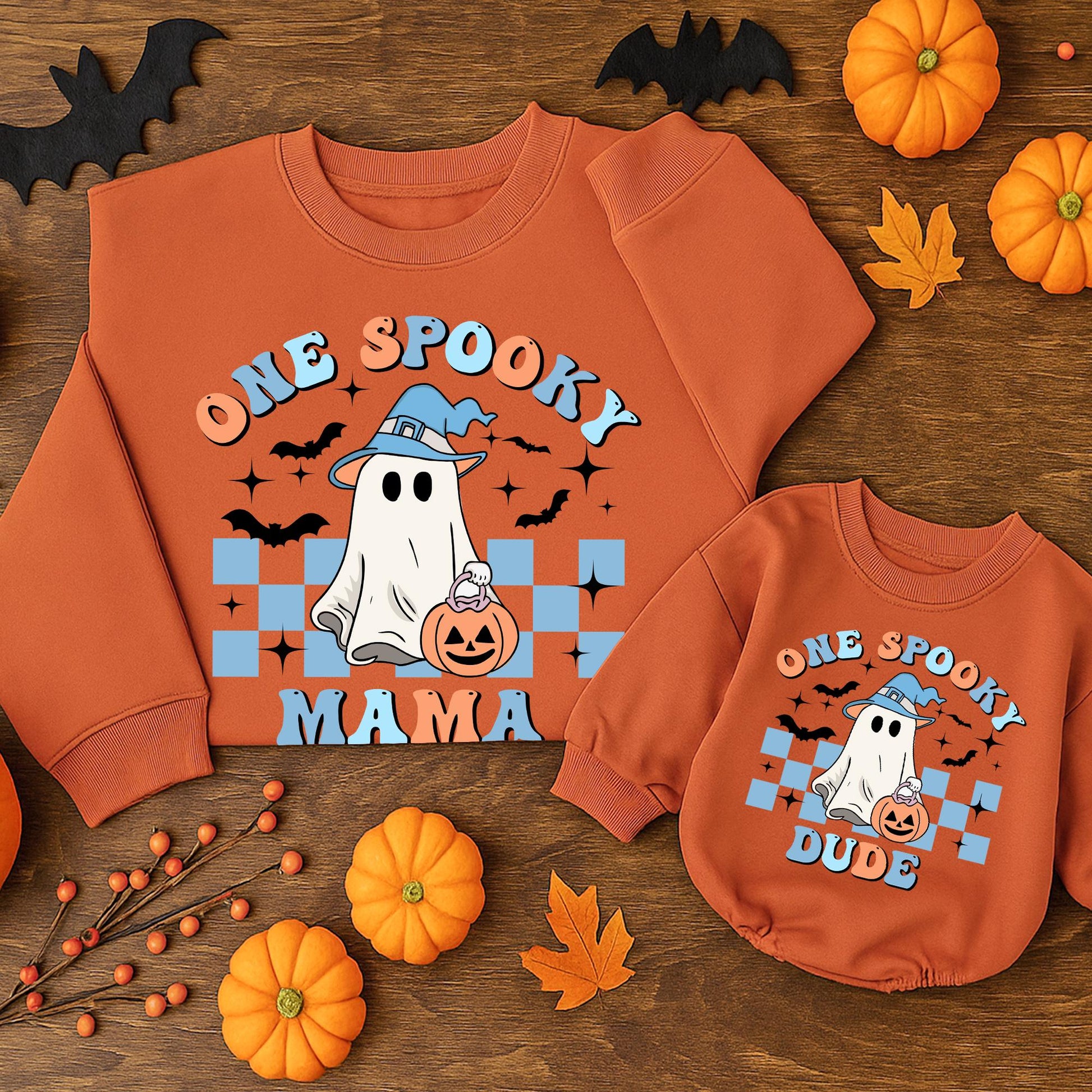 One Spooky Dude Halloween Birthday Sweatshirt Retro Ghost Pumpkin Design for Toddler Boys First Birthday Party Casual Fall Outfit