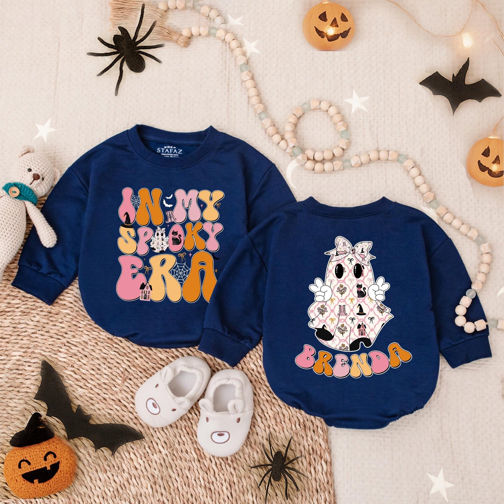 My Spooky Era Baby Bubble Romper Personalized First Halloween Outfit Trick or Treat Newborn Ghost Clothes