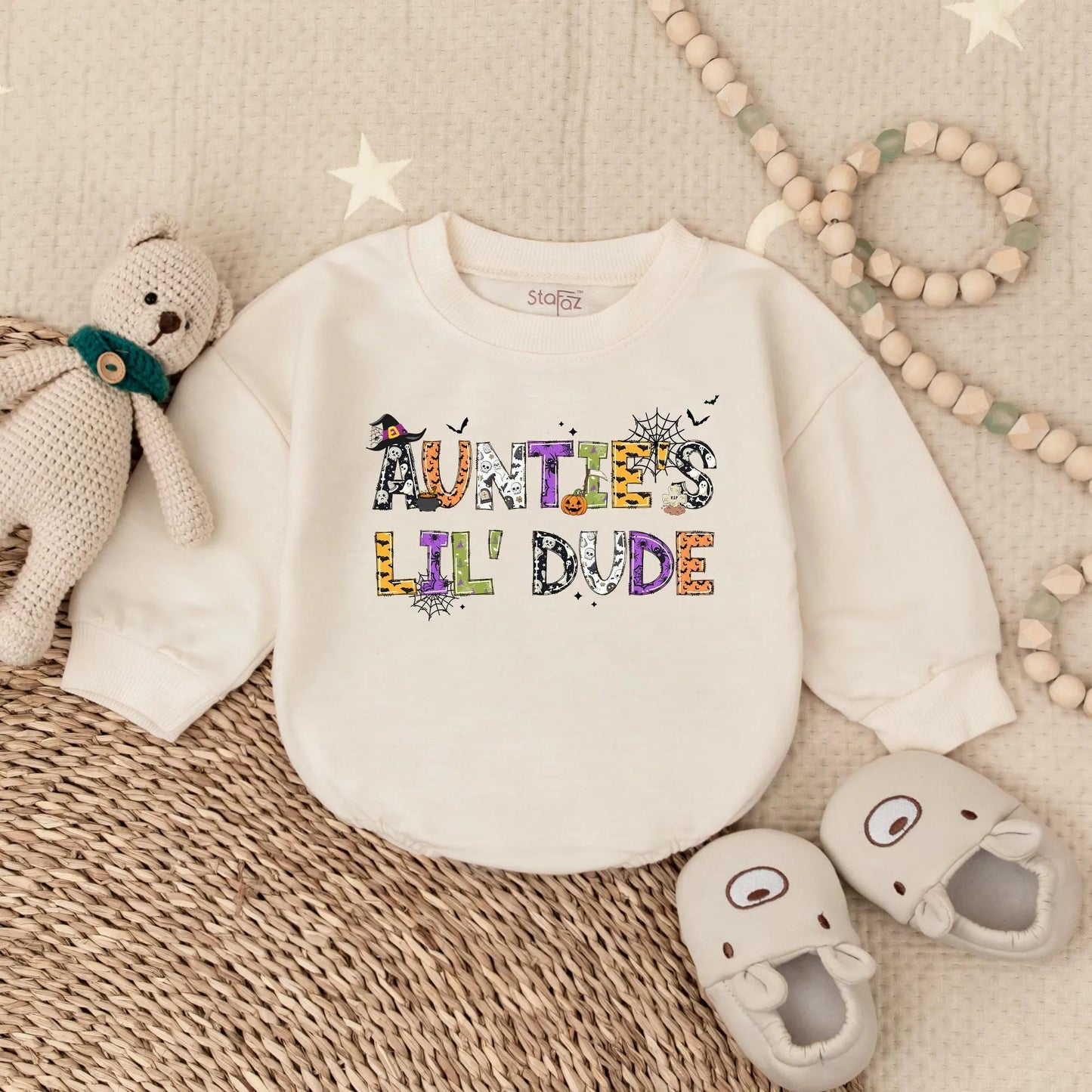 Personalized Auntie & Lil' Dude Matching Halloween Sweatshirts Fun Festive Spooky Family Fall Outfit Set with Playful Pumpkin Ghost Designs