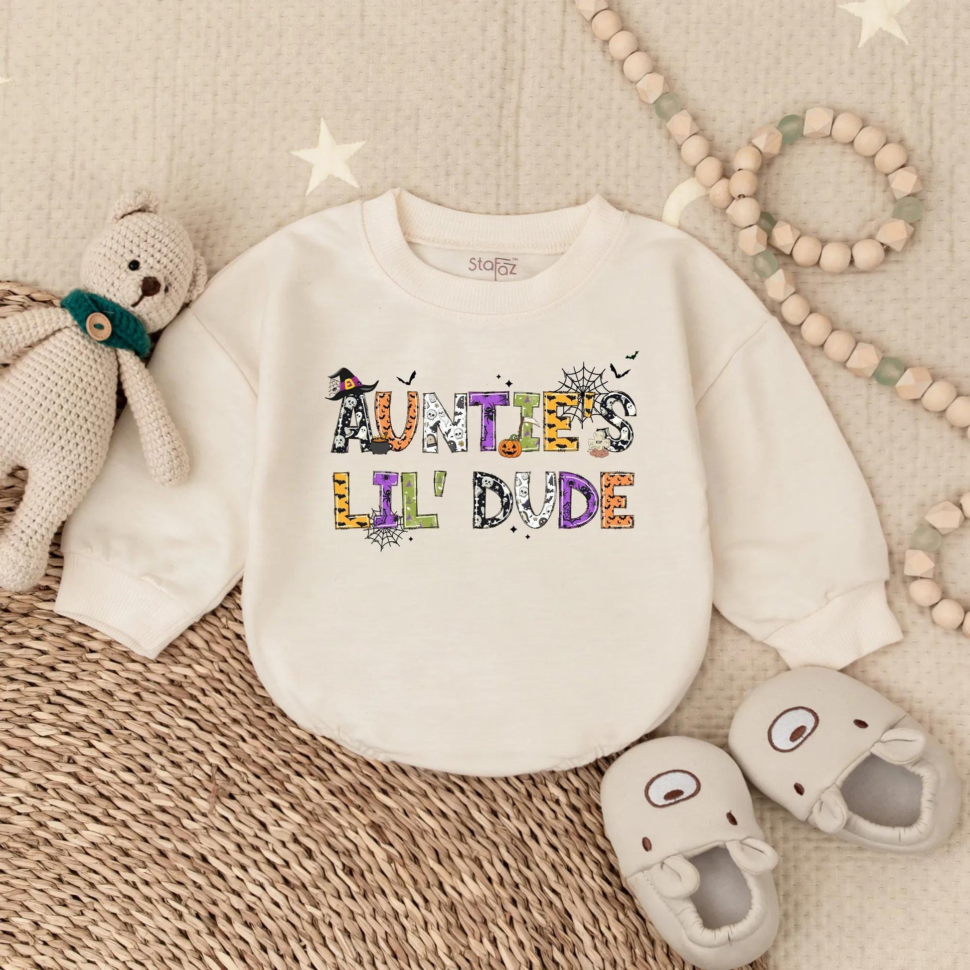 Personalized Auntie & Lil' Dude Matching Halloween Sweatshirts Fun Festive Spooky Family Fall Outfit Set with Playful Pumpkin Ghost Designs