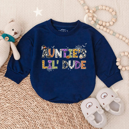 Personalized Auntie & Lil' Dude Matching Halloween Sweatshirts Fun Festive Spooky Family Fall Outfit Set with Playful Pumpkin Ghost Designs