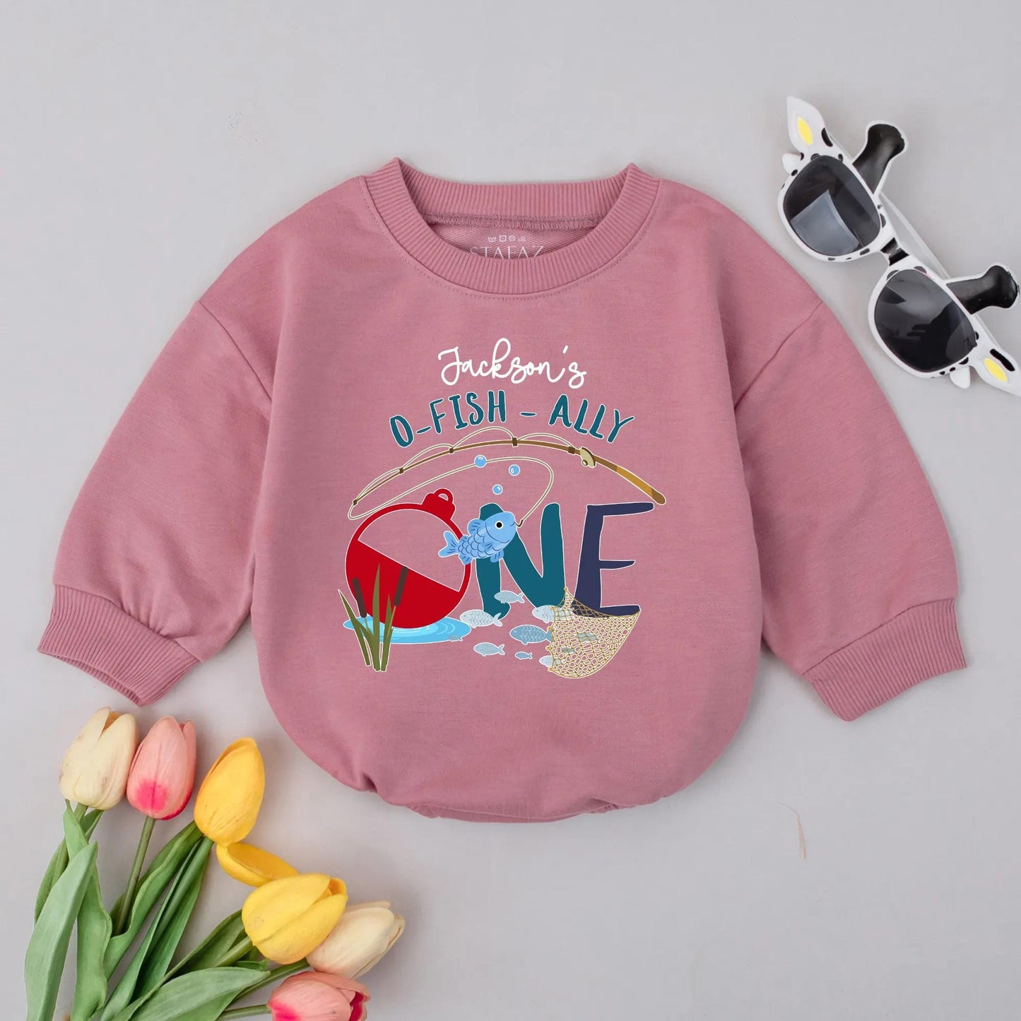 Personalized O-Fish-Ally One Romper, Long Sleeve Ocean Birthday Outfit, Custom Baby Name, Adorable Fish Design, Cute Infant Clothes, Baby Shower Gift 138 chars