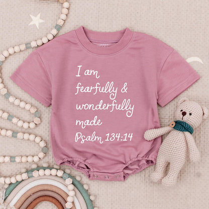I Am Fearfully & Wonderfully Made Baby Romper, Psalm 139:14 Christian Babysuit, Religious Baby Boy Girl Clothes, Gift