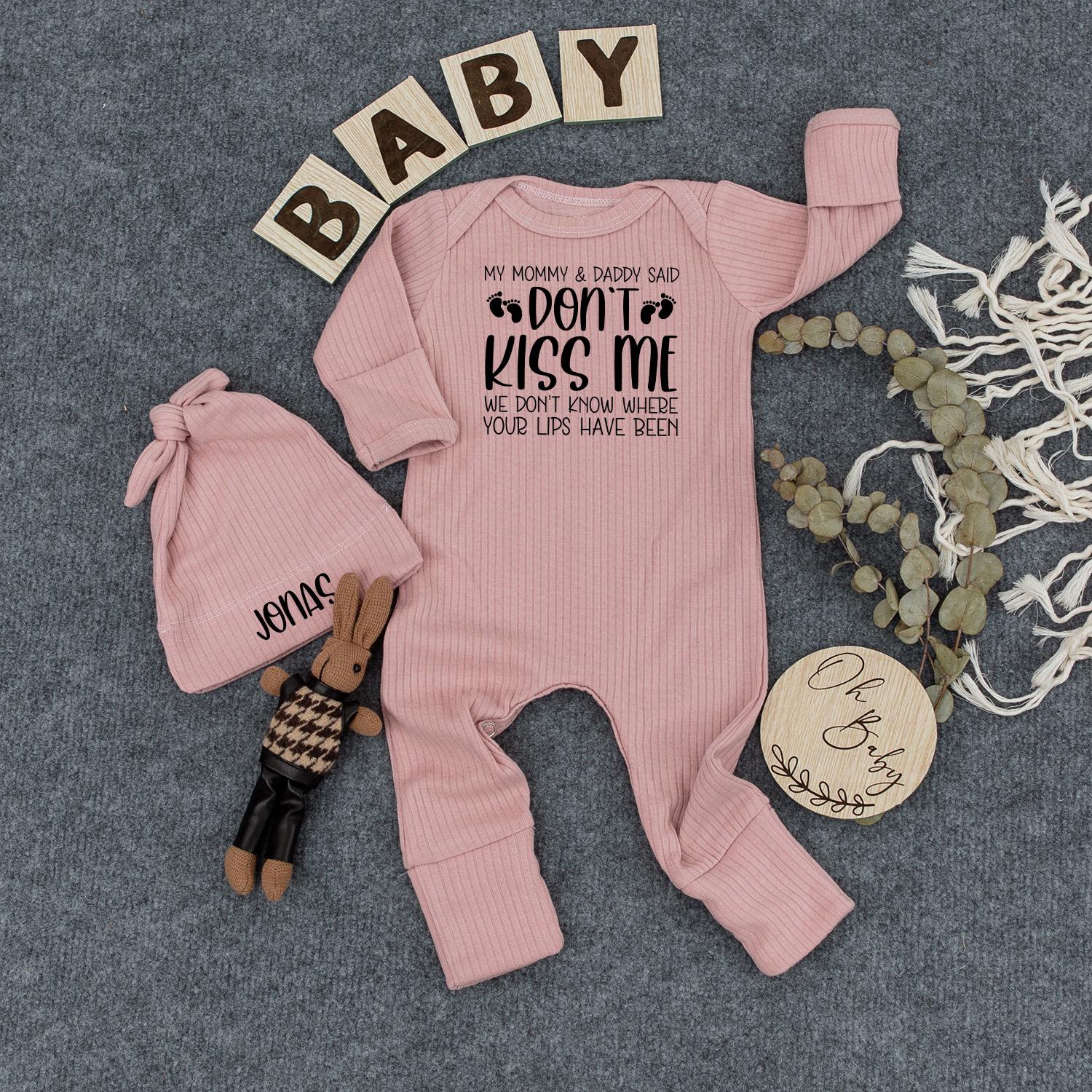 My Mommy & Daddy Said Don't Kiss Me! Funny Baby Bodysuit, Cute Infant Outfit, Newborn Gift, Humorous Baby Clothes, Gender Neutral Bodysuit, New Mom Gift