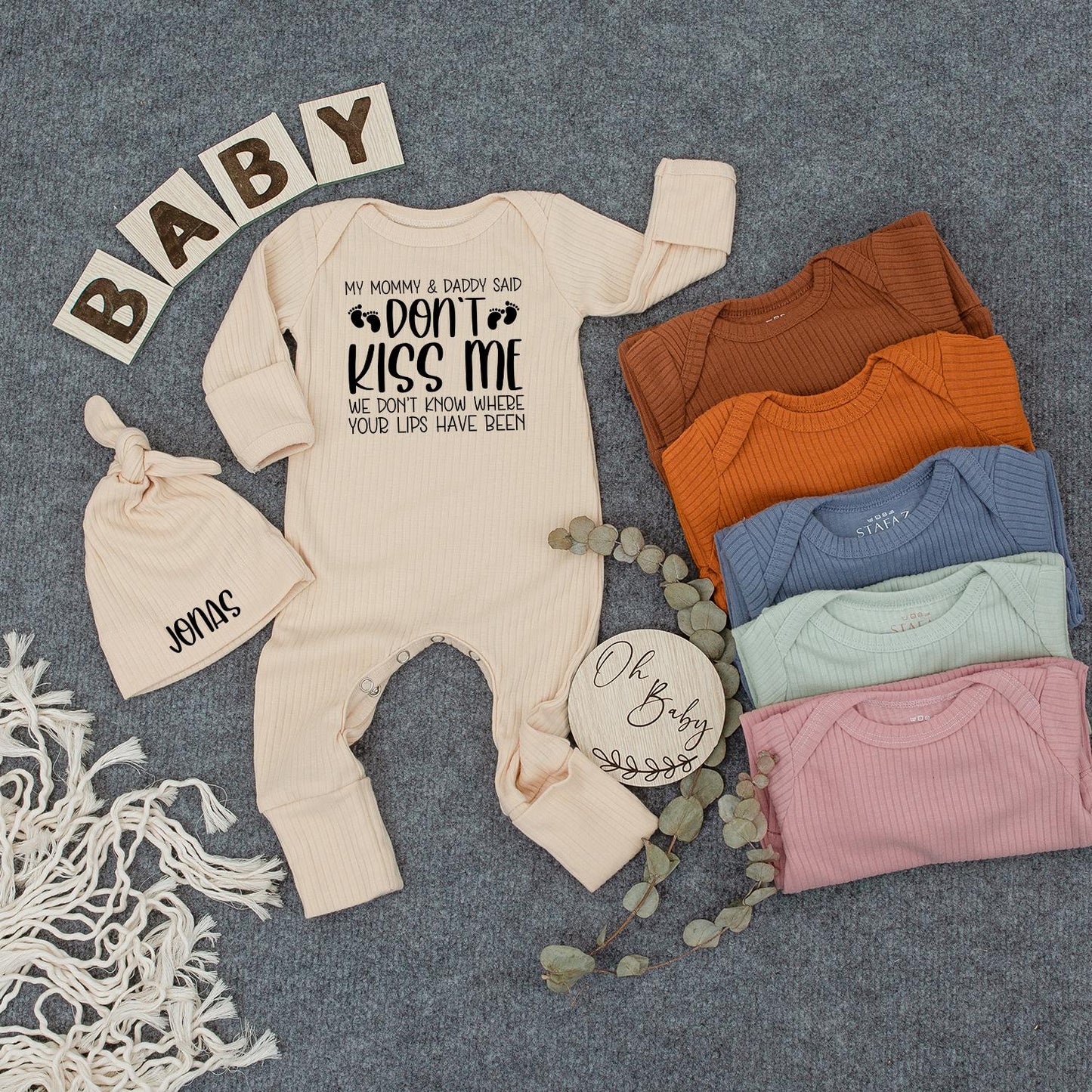 My Mommy & Daddy Said Don't Kiss Me! Funny Baby Bodysuit, Cute Infant Outfit, Newborn Gift, Humorous Baby Clothes, Gender Neutral Bodysuit, New Mom Gift