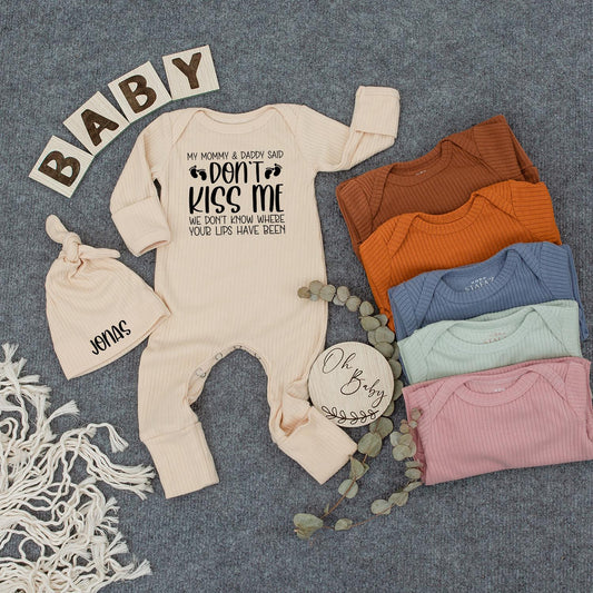 My Mommy & Daddy Said Don't Kiss Me! Funny Baby Bodysuit, Cute Infant Outfit, Newborn Gift, Humorous Baby Clothes, Gender Neutral Bodysuit, New Mom Gift