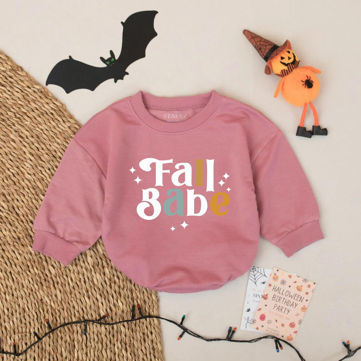 Fall Babe Retro Romper Cute Vintage Autumn Baby Girl Bodysuit Cozy Halloween Season Outfit for Infant