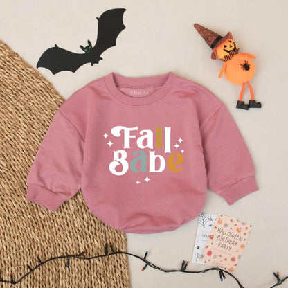 Fall Babe Retro Romper Cute Vintage Autumn Baby Girl Bodysuit Cozy Halloween Season Outfit for Infant