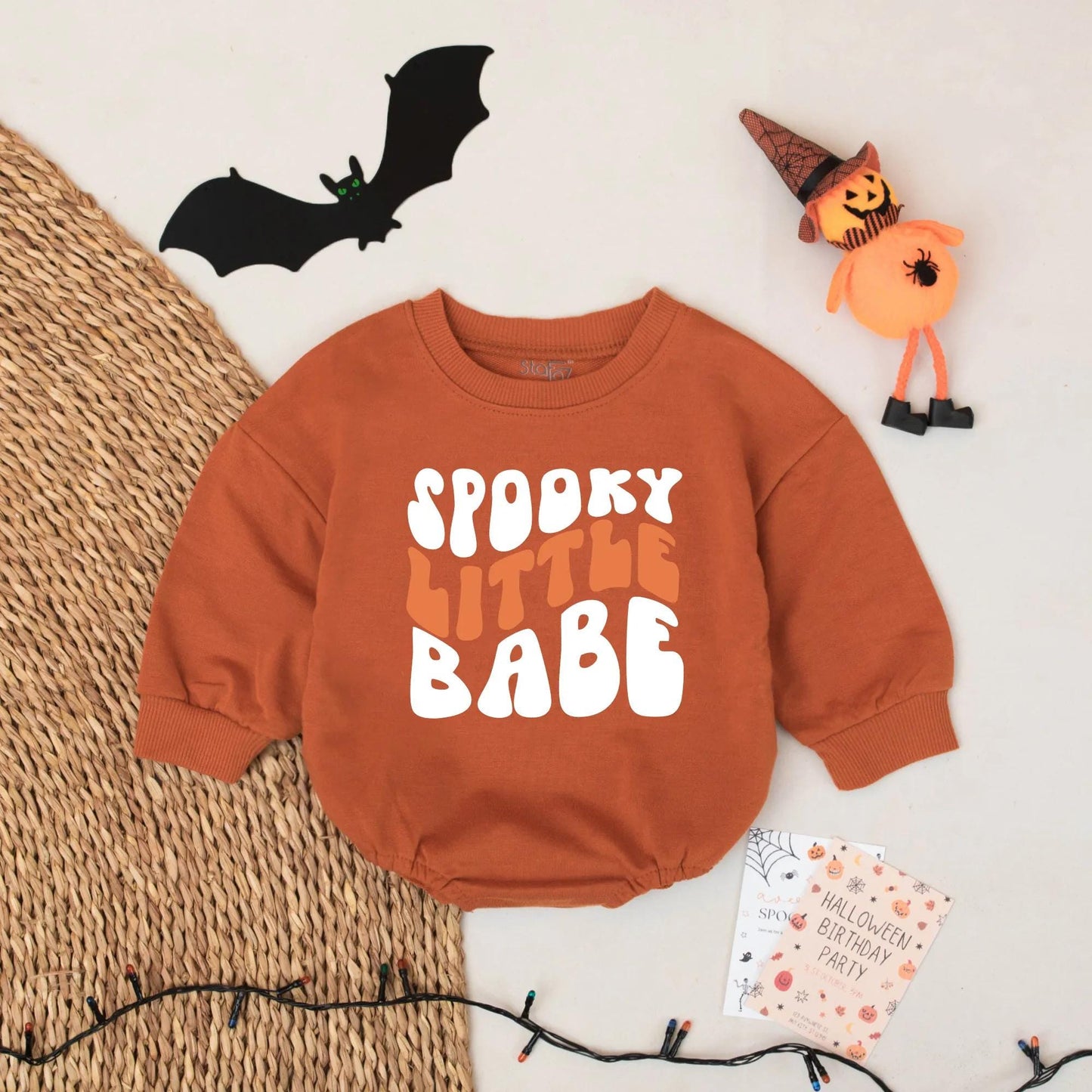 Spooky Little Babe Halloween Romper - Retro Baby Outfit for Fall - Cute Halloween Bodysuit, Bubbly Font, Spooky Season Baby Boy or Girl Clothes 138