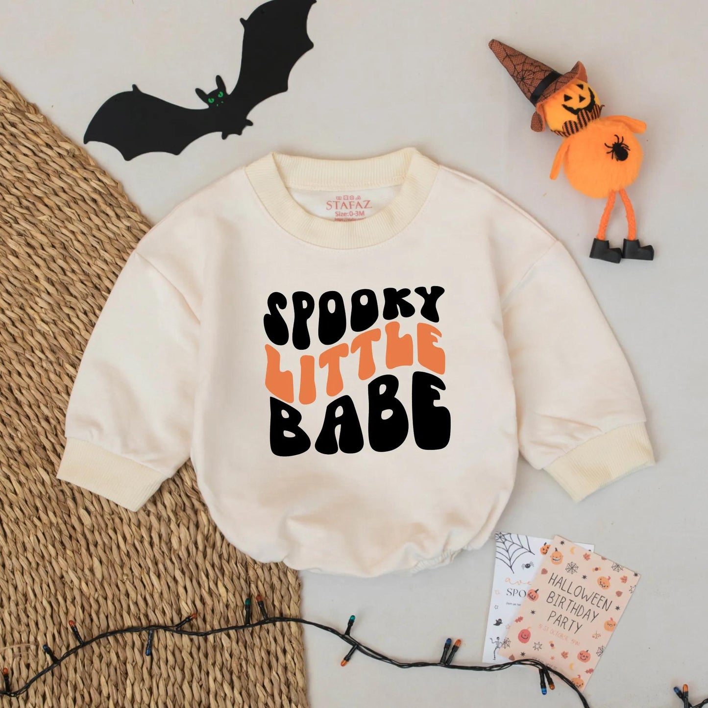 Spooky Little Babe Halloween Romper - Retro Baby Outfit for Fall - Cute Halloween Bodysuit, Bubbly Font, Spooky Season Baby Boy or Girl Clothes 138