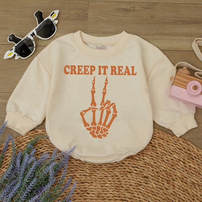 Funny Matching Family Halloween Sweatshirts Skeleton Hands "Dad To The Bone" "Haunti Mama" "Creep It Real" "Bone to Be Wild" "Too Cute to Spook" Orange Themed Outfits