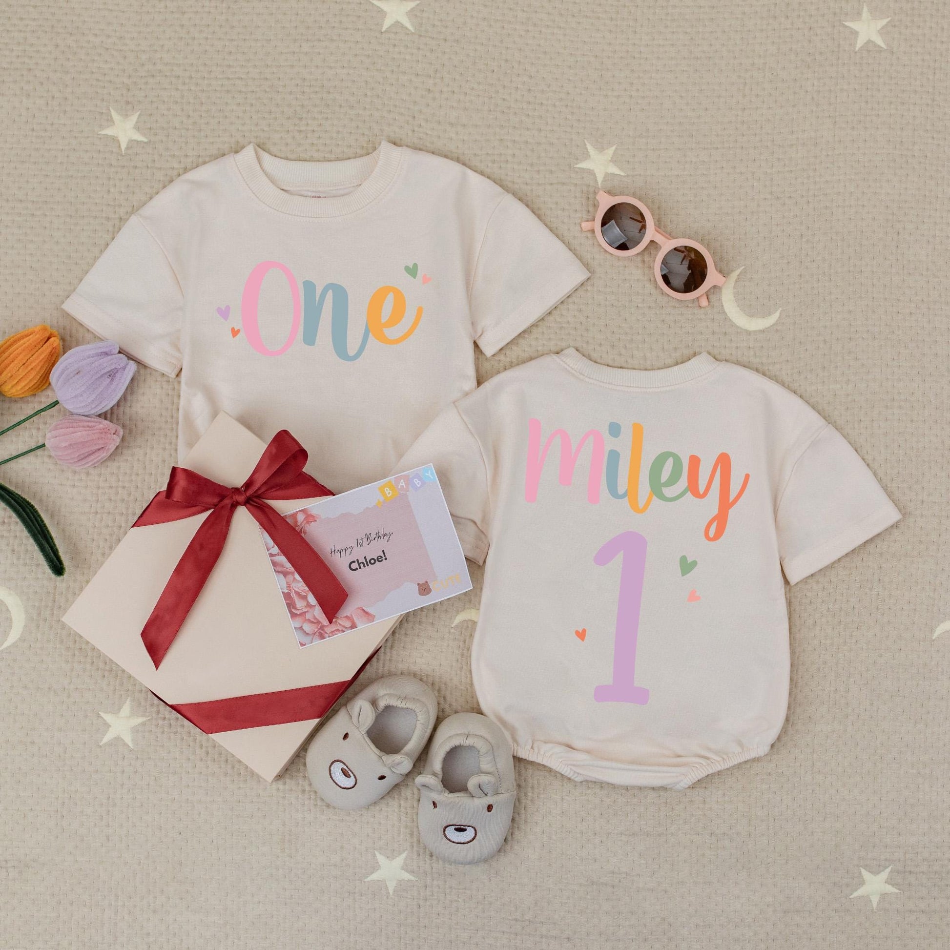 Custom Name First Birthday Bodysuit Baby Girl Outfit Adorable Celebration Outfit Little One First Birthday