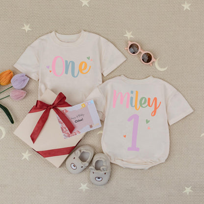 Custom Name First Birthday Bodysuit Baby Girl Outfit Adorable Celebration Outfit Little One First Birthday