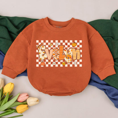 Personalized Baby Girl Thanksgiving Romper, Fall Name Outfit, Pumpkin Patch Gift, Retro Design, Custom Name Bodysuit, Baby Shower Gift