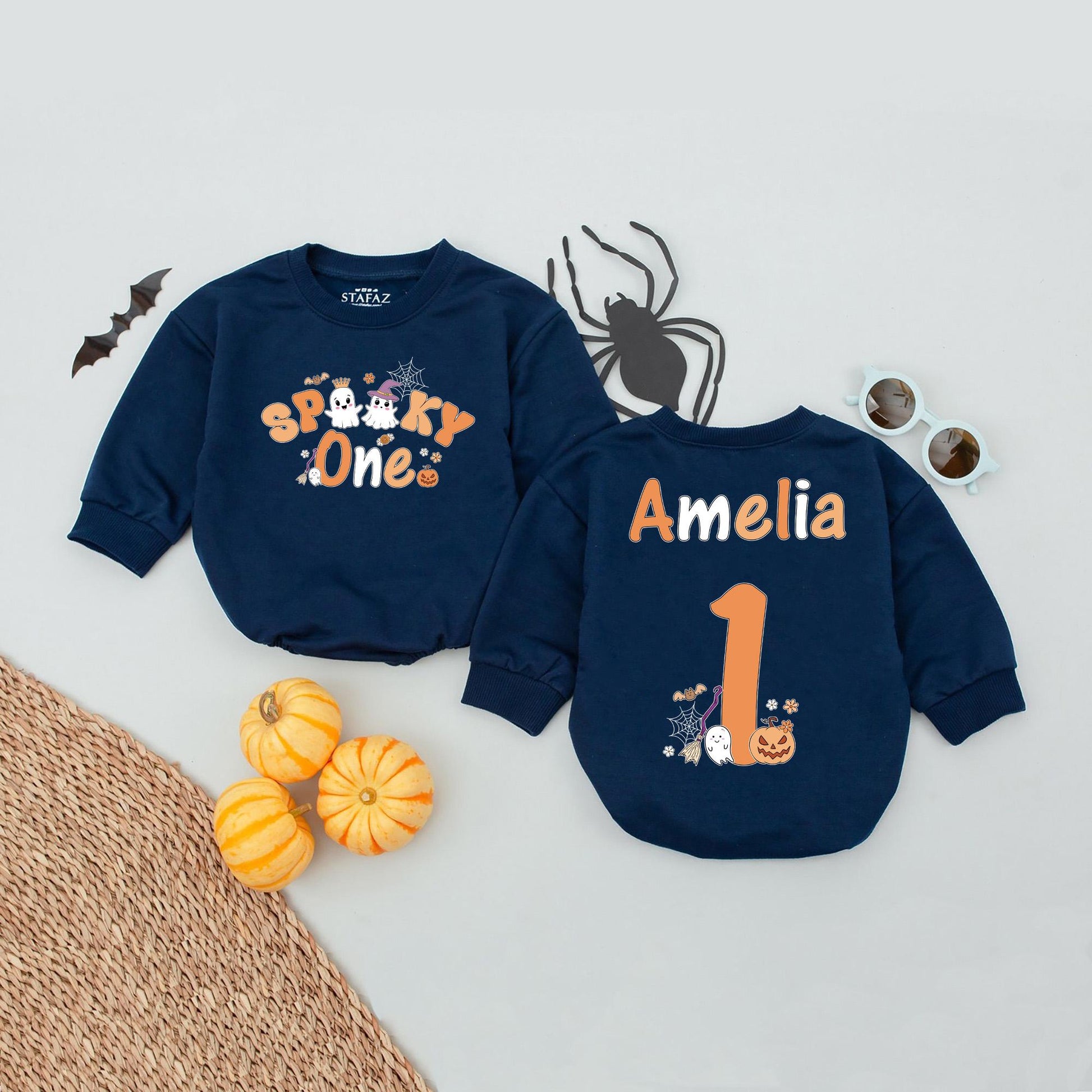 Personalized Spooky One Baby Romper, My First Halloween Outfit, Ghost Face Tee, One Spooky Dude Bodysuit, Fall Baby Clothes