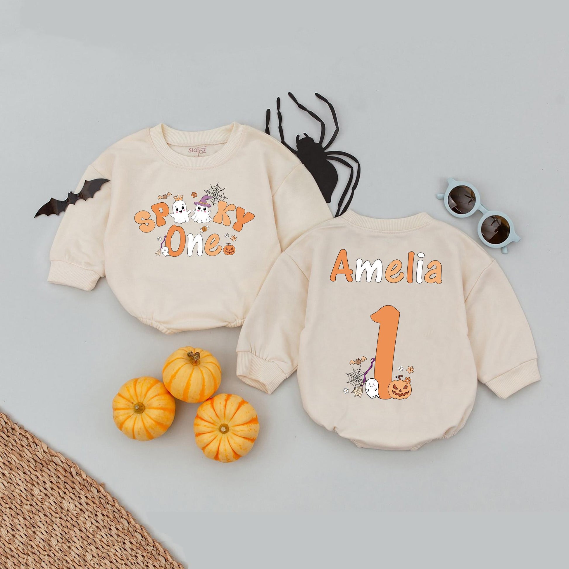 Personalized Spooky One Baby Romper, My First Halloween Outfit, Ghost Face Tee, One Spooky Dude Bodysuit, Fall Baby Clothes