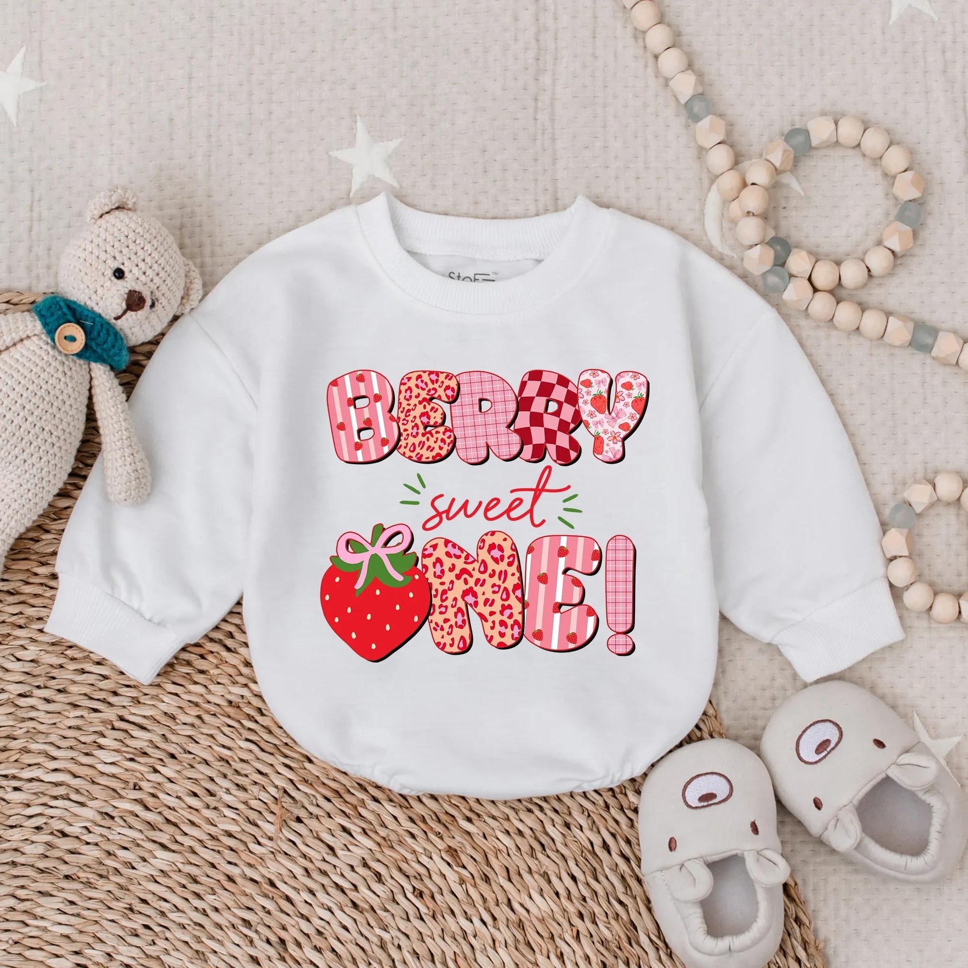 Berry Sweet One Birthday Bubble Romper Baby Girl Personalized Strawberry Cake Smash Outfit First Birthday Gift