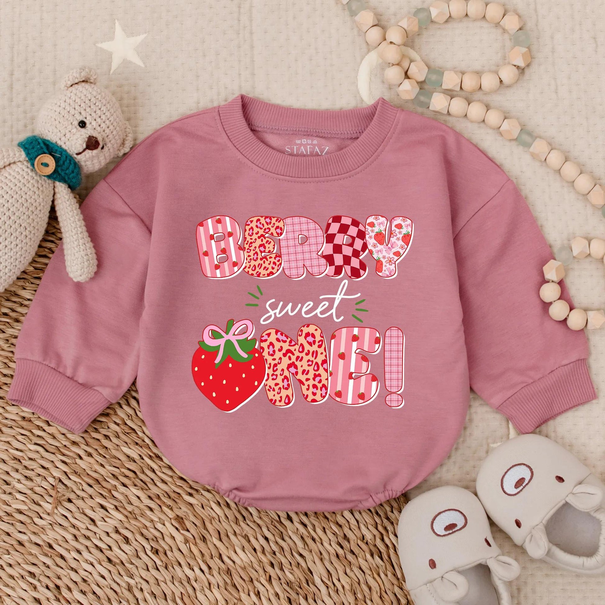 Berry Sweet One Birthday Bubble Romper Baby Girl Personalized Strawberry Cake Smash Outfit First Birthday Gift