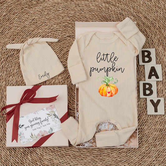 Little Pumpkin Baby Bodysuit Custom Fall Thanksgiving Outfit Personalized Newborn Romper Cute Baby Shower Gift Autumn Baby Clothes