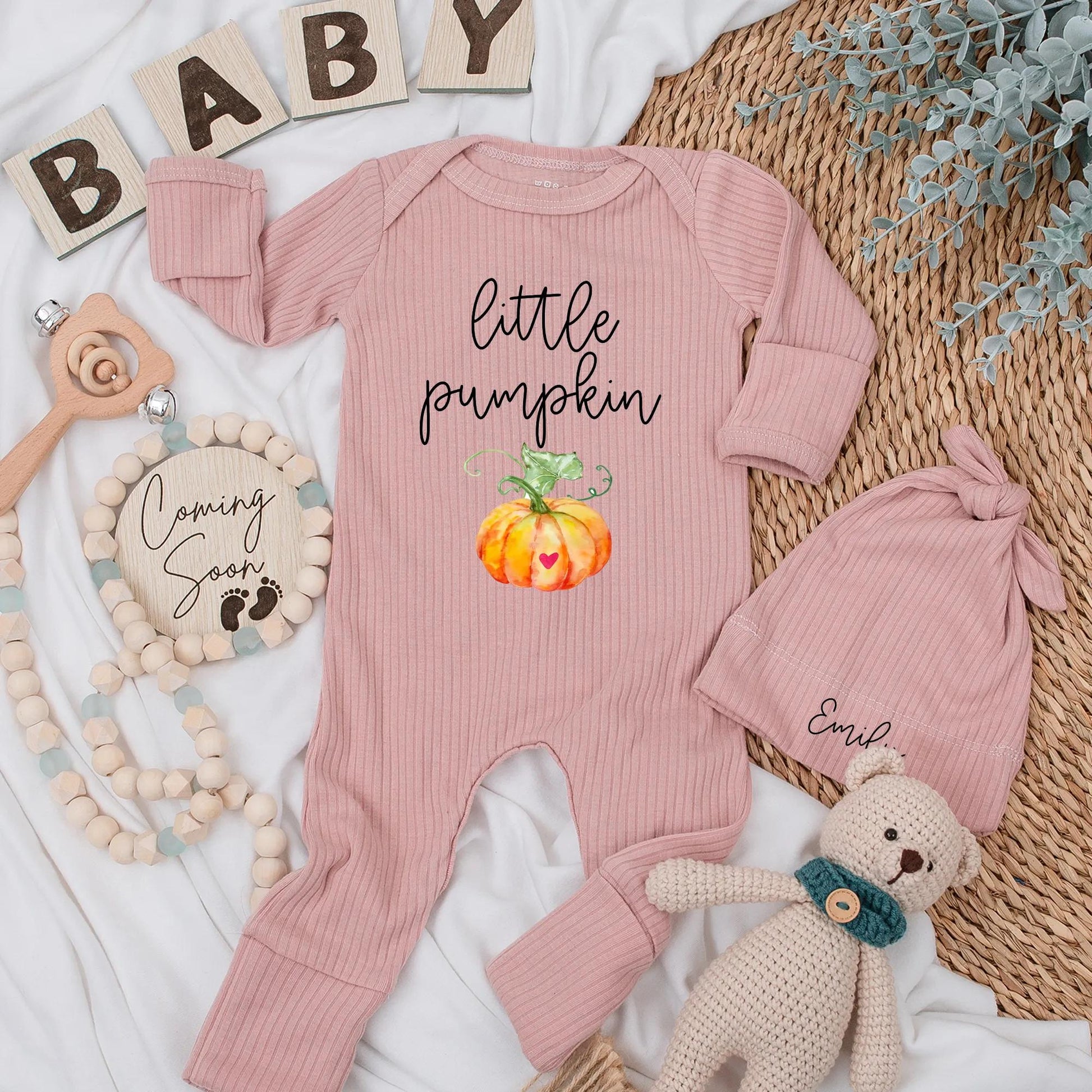 Little Pumpkin Baby Bodysuit Custom Fall Thanksgiving Outfit Personalized Newborn Romper Cute Baby Shower Gift Autumn Baby Clothes