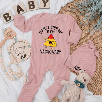 Do Not Kiss Me If I'm Nacho Baby Bodysuit Fun Mexican Food Outfit Custom Newborn Gift Idea