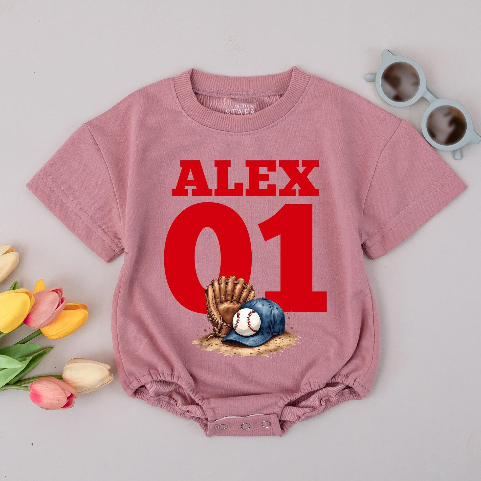 ALEX 01 Sport Romper Baby Bodysuit, Football Soccer Baseball Outfit, Custom Name Gameday Clothes, Personalized Baby Boy Girl Clothes 137