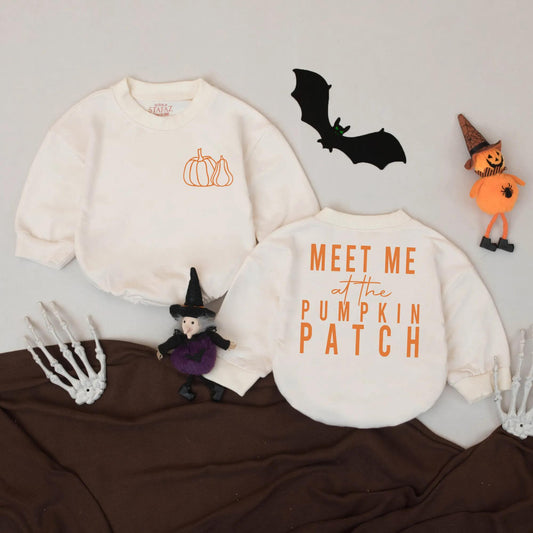 Meet Me at the Pumpkin Patch Bubble Romper Adorable Fall Baby Outfit Little Pumpkin Clothes First Thanksgiving Gift