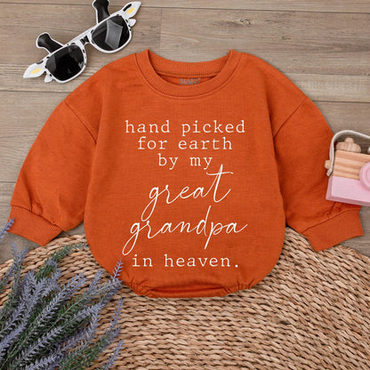 Hand Picked for Earth Baby Romper, Great Grandpa in Heaven Baby Bodysuit Newborn Gift, Custom Baby Clothes, Baby Shower