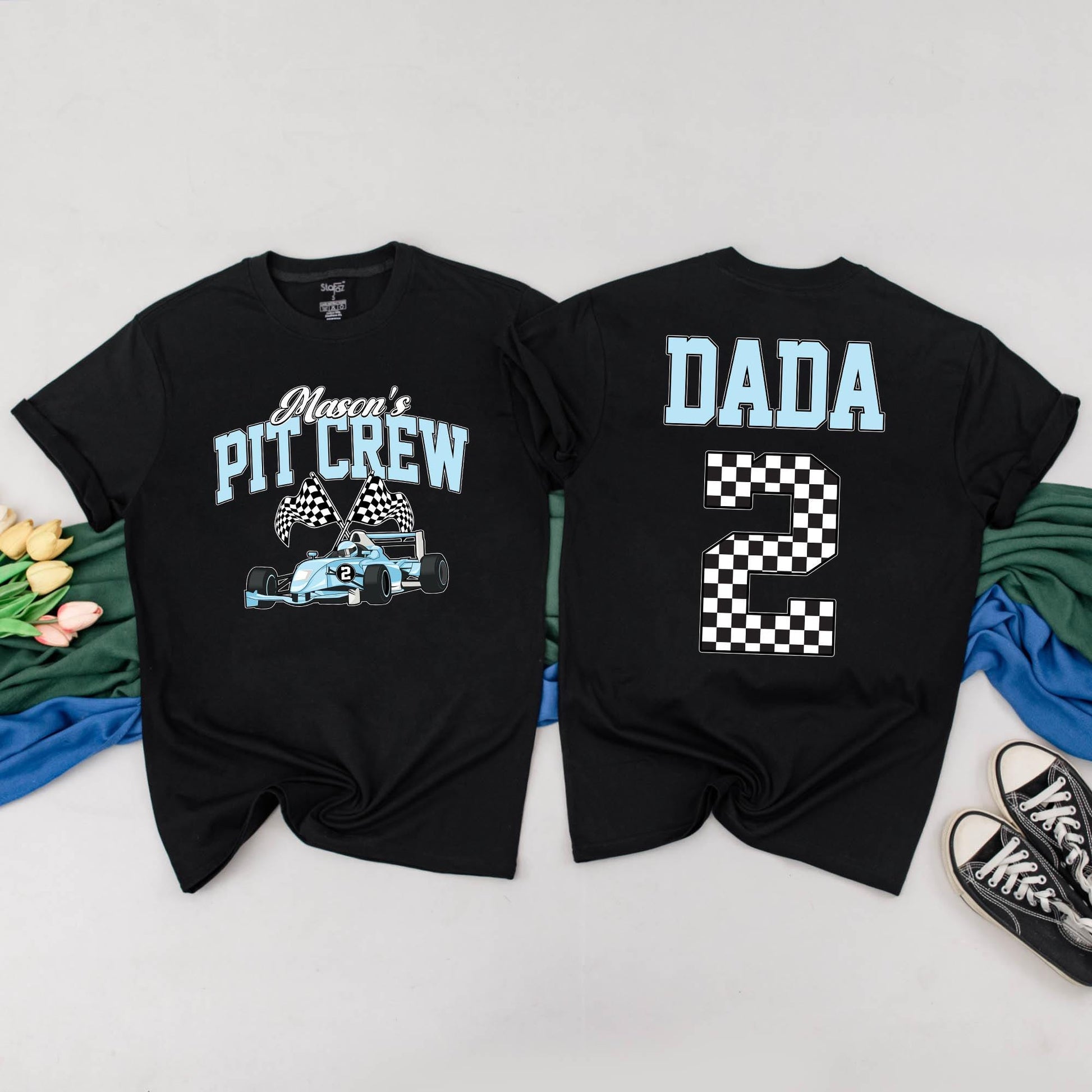 Matching Pit Crew Family Birthday Shirts, Personalized Race Car Outfits for 2nd Birthday Boy, Custom Race Car Gifts
