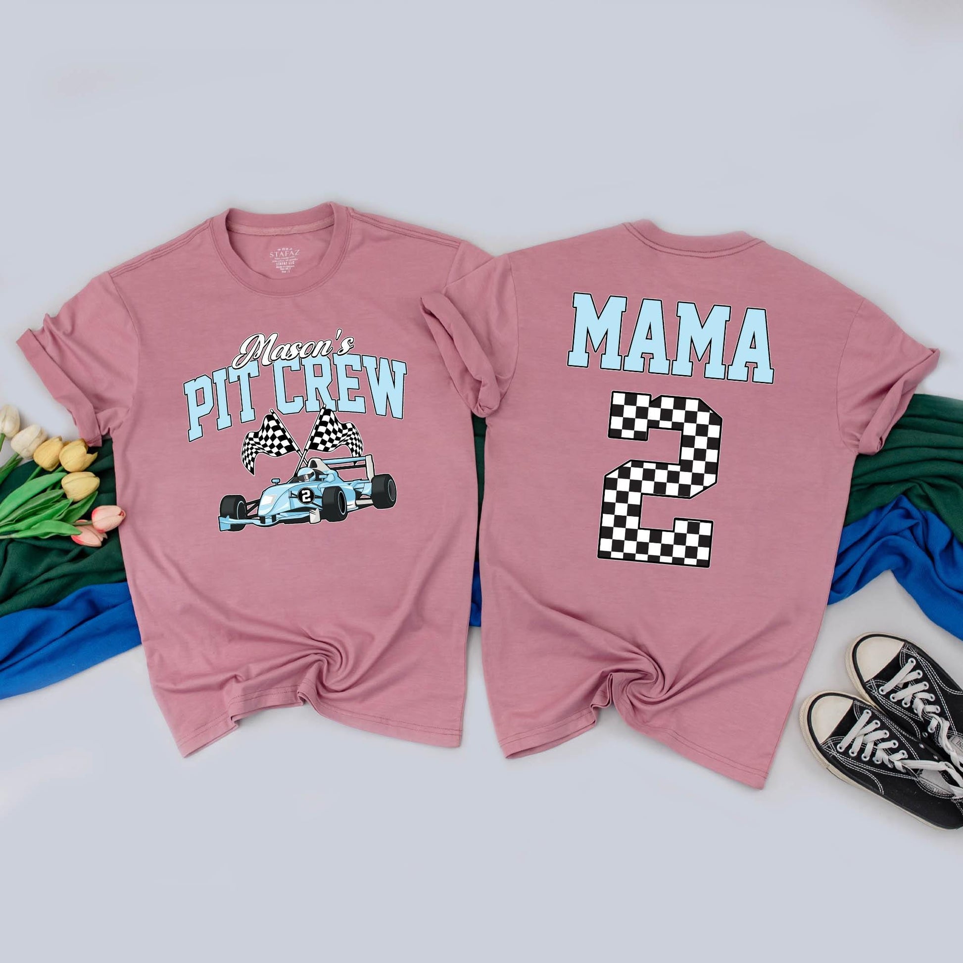 Matching Pit Crew Family Birthday Shirts, Personalized Race Car Outfits for 2nd Birthday Boy, Custom Race Car Gifts