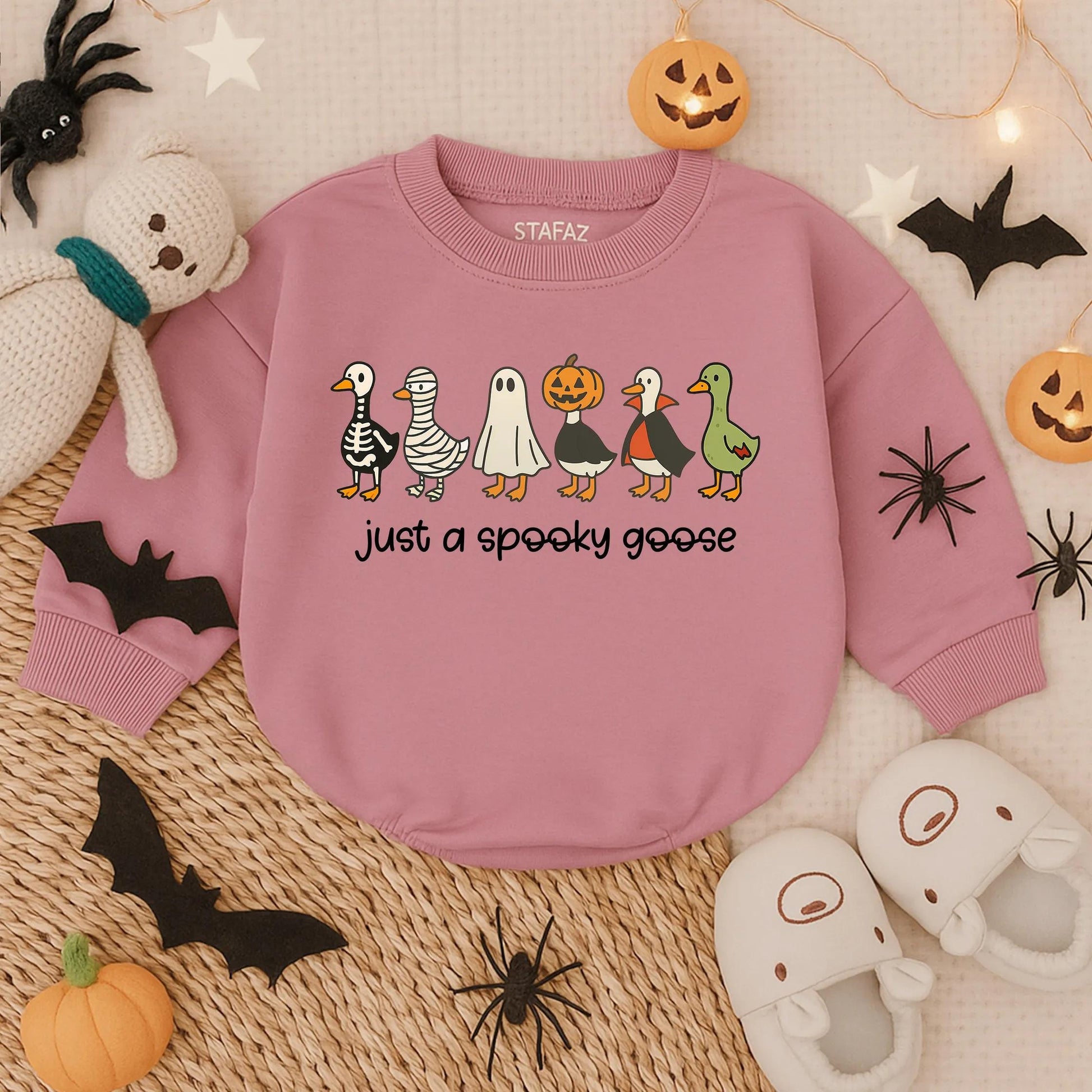 Spooky Goose Halloween Baby Romper Sweatshirt Outfit, Cute Toddler Fall Clothes, Funny Goose Costume Gift, Spooky Season