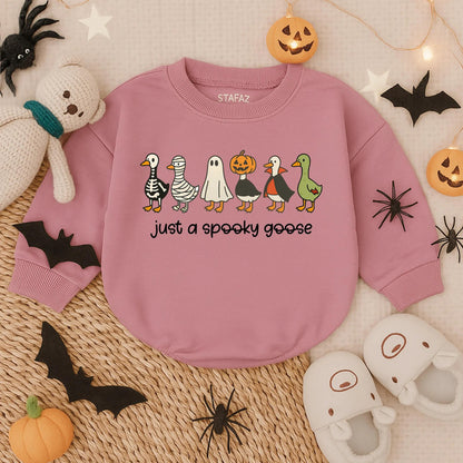 Spooky Goose Halloween Baby Romper Sweatshirt Outfit, Cute Toddler Fall Clothes, Funny Goose Costume Gift, Spooky Season