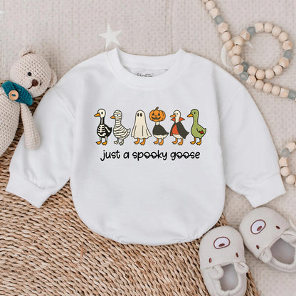 Spooky Goose Halloween Baby Romper Sweatshirt Outfit, Cute Toddler Fall Clothes, Funny Goose Costume Gift, Spooky Season