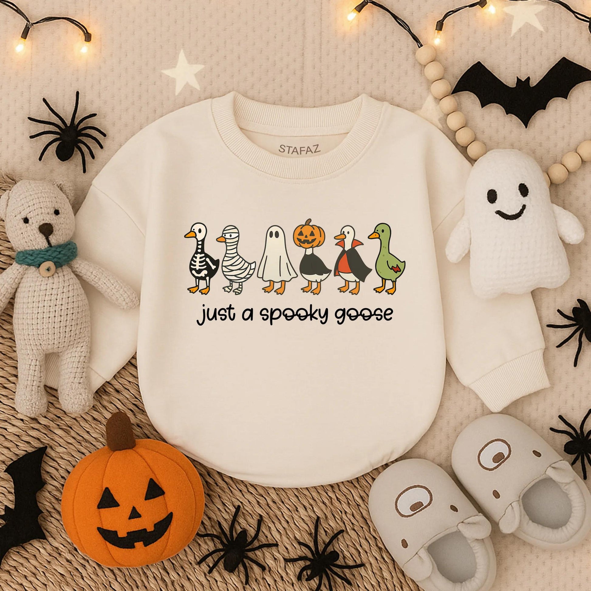 Spooky Goose Halloween Baby Romper Sweatshirt Outfit, Cute Toddler Fall Clothes, Funny Goose Costume Gift, Spooky Season
